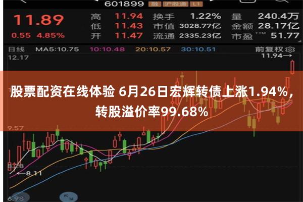 股票配资在线体验 6月26日宏辉转债上涨1.94%，转股溢价率99.68%