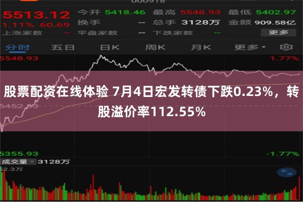 股票配资在线体验 7月4日宏发转债下跌0.23%，转股溢价率112.55%