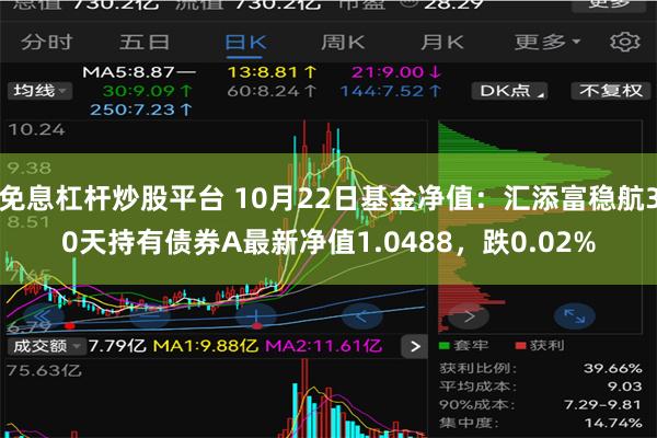 免息杠杆炒股平台 10月22日基金净值：汇添富稳航30天持有债券A最新净值1.0488，跌0.02%